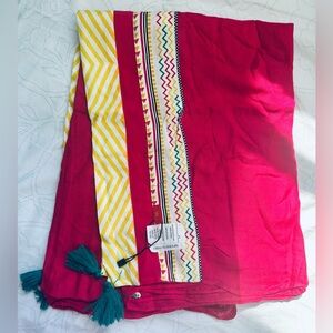 100% viscose Vibrant pink and Yellow Patterned Scarf full size